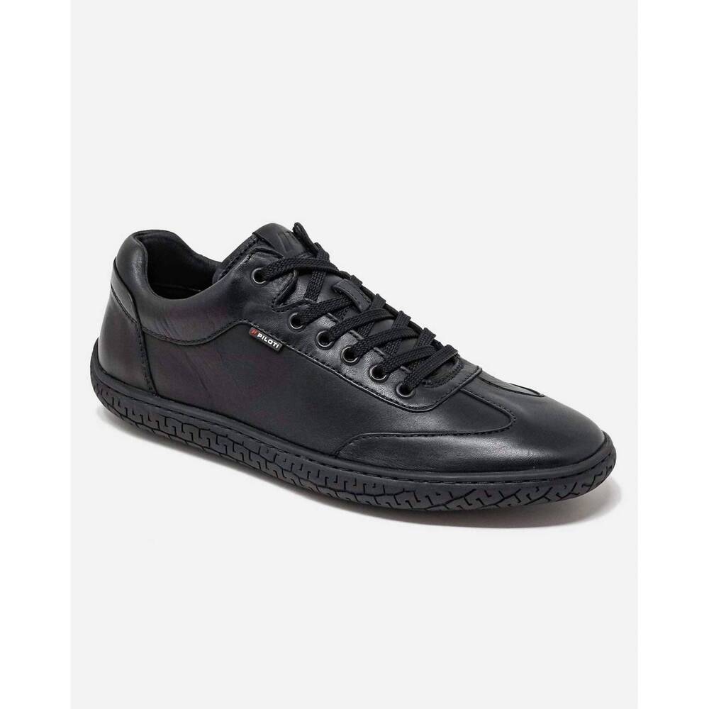 NEW PILOTI men's shift leather sneakers in black